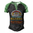 Awesome Dads Have Beards And Tattoo Men's Henley Raglan T-Shirt Black Green