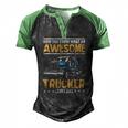 Awesome Trucker Semi Truck Driver 18 Wheeler Mechanic Men's Henley Raglan T-Shirt Black Green