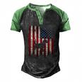 Beagle Dog Usa American Flag 4Th Of July Patriotic Men's Henley Raglan T-Shirt Black Green