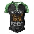 Best Buckin Papa Ever Deer Hunting Bucking Father Men's Henley Shirt Raglan Sleeve 3D Print T-shirt Black Green