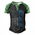 Best Dad Ever Us American Flag For Fathers Day Men's Henley Raglan T-Shirt Black Green