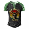 Best Goat Dad Ever Face Retro Vintage Sunset Men's Henley Shirt Raglan Sleeve 3D Print T-shirt Black Green