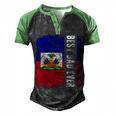 Best Haitian Dad Ever Haiti Daddy Fathers Day Men's Henley Shirt Raglan Sleeve 3D Print T-shirt Black Green