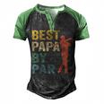 Best Papa By Par Fathers Day Golf Grandpa Men's Henley Raglan T-Shirt Black Green