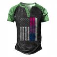 Bisexual Pride Us American Flag Love Wins Lgbt Bi Pride Men's Henley Raglan T-Shirt Black Green