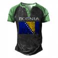Bosnia-Herzegovina Bosnian Flag Bosnian Pride Bosnian Roots Men's Henley Raglan T-Shirt Black Green