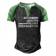Bourbon Bacon Guns & Freedom 4Th Of July Patriotic Usa Flag Men's Henley Raglan T-Shirt Black Green