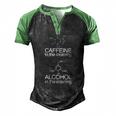 Caffeine Molecule & Alcohol Molecule Men's Henley Raglan T-Shirt Black Green