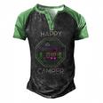 Camper Tee Happy Camping Lover Camp Vacation Men's Henley Raglan T-Shirt Black Green