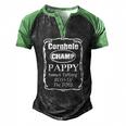 Mens Cornhole Champion Boss Of The Toss Pappy Men's Henley Raglan T-Shirt Black Green