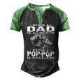 Mens Being A Dad Is An Honor Being A Pop-Pop Is Priceless Grandpa Men's Henley Raglan T-Shirt Black Green