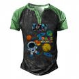 Dad Outer Space Astronaut For Fathers Day Men's Henley Raglan T-Shirt Black Green