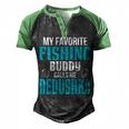 Dedushka Grandpa Fishing Gift My Favorite Fishing Buddy Calls Me Dedushka Men's Henley Shirt Raglan Sleeve 3D Print T-shirt Black Green