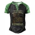 Desert Storm Veteran Pride Us Army Veteran Flag Men's Henley Raglan T-Shirt Black Green
