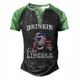 Drinkin Like Lincoln 4Th Of July Drinking Party Men's Henley Raglan T-Shirt Black Green