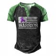 Epilepsy Warrior Purple American Flag Awareness Ribbon Men's Henley Raglan T-Shirt Black Green