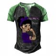 Epilepsy Warrior Strong Women Purple Ribbon Epilepsy Epilepsy Awareness V2 Men's Henley Shirt Raglan Sleeve 3D Print T-shirt Black Green