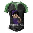 Epilepsy Warrior Strong Women With Purple Ribbon For Epilepsy Awareness Purple Ribbon Men's Henley Shirt Raglan Sleeve 3D Print T-shirt Black Green