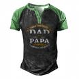 Family Dad & Papa Fathers Day Grandpa Daddy Men's Henley Raglan T-Shirt Black Green