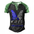 Fasd Awareness Butterfly Blue And Grey Ribbon Fetal Alcohol Spectrum Disorder Fetal Alcohol Spectrum Disorder Awareness Men's Henley Shirt Raglan Sleeve 3D Print T-shirt Black Green