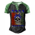 Fasd Warrior Skull Women Vintage Blue And Grey Ribbon Fetal Alcohol Spectrum Disorder Fetal Alcohol Spectrum Disorder Awareness Men's Henley Shirt Raglan Sleeve 3D Print T-shirt Black Green