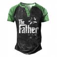 Mens The Father First Time Fathers Day New Dad Men's Henley Raglan T-Shirt Black Green