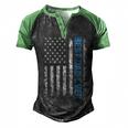 Fathers Day Best Dad Ever With Us American Flag V2 Men's Henley Raglan T-Shirt Black Green
