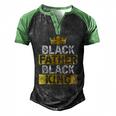 Mens Fathers Day Black Father Black King African American Dad Men's Henley Raglan T-Shirt Black Green