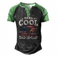 Mens For Fathers Day Tee Fishing Reel Cool Dad-In Law Men's Henley Raglan T-Shirt Black Green