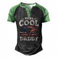 Mens For Fathers Day Tee Fishing Reel Cool Daddy Men's Henley Raglan T-Shirt Black Green