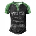 Fishing Reel Cool Godfather Men's Henley Shirt Raglan Sleeve 3D Print T-shirt Black Green