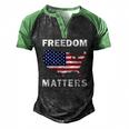 Freedom Matters American Flag Map Men's Henley Raglan T-Shirt Black Green