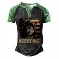 Funny Best Husky Dad Ever American Flag 4Th Of July Vintage Men's Henley Shirt Raglan Sleeve 3D Print T-shirt Black Green
