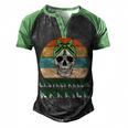 Gastroparesis Warrior Skull Women Vintage Green Ribbon Gastroparesis Gastroparesis Awareness Men's Henley Shirt Raglan Sleeve 3D Print T-shirt Black Green