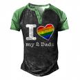 Gay Dads I Love My 2 Dads With Rainbow Heart Men's Henley Raglan T-Shirt Black Green