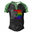 Gay Pride Awareness Flag Meaning For Gay & Lesbian Men's Henley Raglan T-Shirt Black Green