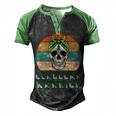 Glaucoma Warrior Skull Women Vintage Green Ribbon Glaucoma Glaucoma Awareness V2 Men's Henley Shirt Raglan Sleeve 3D Print T-shirt Black Green