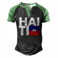 Haiti Flag Haiti Nationalist Haitian Men's Henley Raglan T-Shirt Black Green