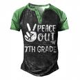 Happy Last Day Of School Retro Peace Out 7Th Grade Men's Henley Raglan T-Shirt Black Green