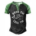 Hookem And Cookem Fishing Men's Henley Raglan T-Shirt Black Green