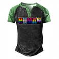Human Lgbt Flag Gay Pride Month Transgender Men's Henley Raglan T-Shirt Black Green