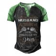Husband Name Gift Husband Blood Runs Through My Veins Men's Henley Shirt Raglan Sleeve 3D Print T-shirt Black Green