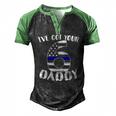Kids Ive Got Your Six Dad Proud Police Daddy Father Job Pride Men's Henley Raglan T-Shirt Black Green