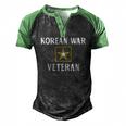 Korean War Veteran Happy Veterans Day Men's Henley Raglan T-Shirt Black Green