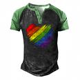 Lgbt Gay Pride Flag Gay Pride 2022 Heart Lgbt Men's Henley Raglan T-Shirt Black Green