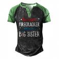 Little Firecracker Pregnancy Announcement 4Th Of July Girls Men's Henley Raglan T-Shirt Black Green
