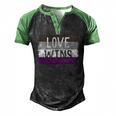 Love Wins Lgbt Asexual Gay Pride Flag Colors Men's Henley Raglan T-Shirt Black Green