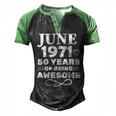 Made In June 1971 50 Years Of Being Awesome Men's Henley Shirt Raglan Sleeve 3D Print T-shirt Black Green