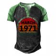 March 1971 50 Years Old Retro Vintage 50Th Birthday V2 Men's Henley Shirt Raglan Sleeve 3D Print T-shirt Black Green