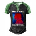 Mega King Usa Flag Proud Ultra Maga Trump 2024 Anti Biden Men's Henley Raglan T-Shirt Black Green
